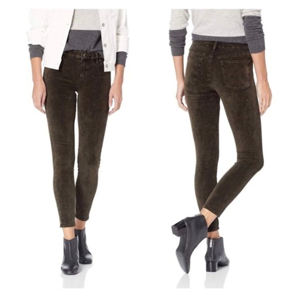 Lucky Brand Denim - Lucky Brand Olive Green Crushed Velvet Ava Super Skinny Jeans